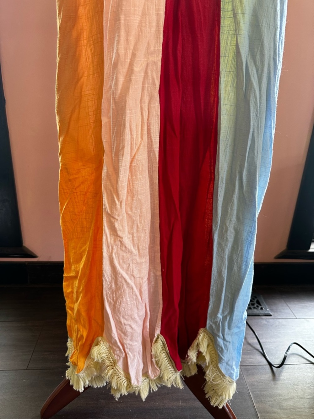 Frank & Oak Multicolor Tie-Shoulder Maxi Dress - Cream, Orange, Pink, Red, Blue - Picture 2 of 8